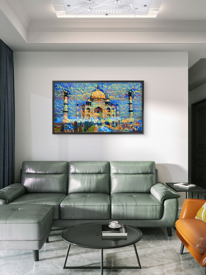 artwork-taj-mahal-india-Luxurious-Indian Culture &  Folk Art 3D Textured Wall Art | UV Printed Embossed Canvas Wall Frame for Home Decor,living Room