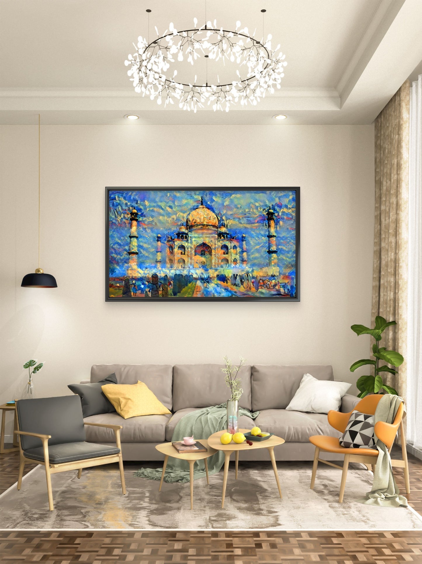 artwork-taj-mahal-india-Luxurious-Indian Culture &  Folk Art 3D Textured Wall Art | UV Printed Embossed Canvas Wall Frame for Home Decor,living Room