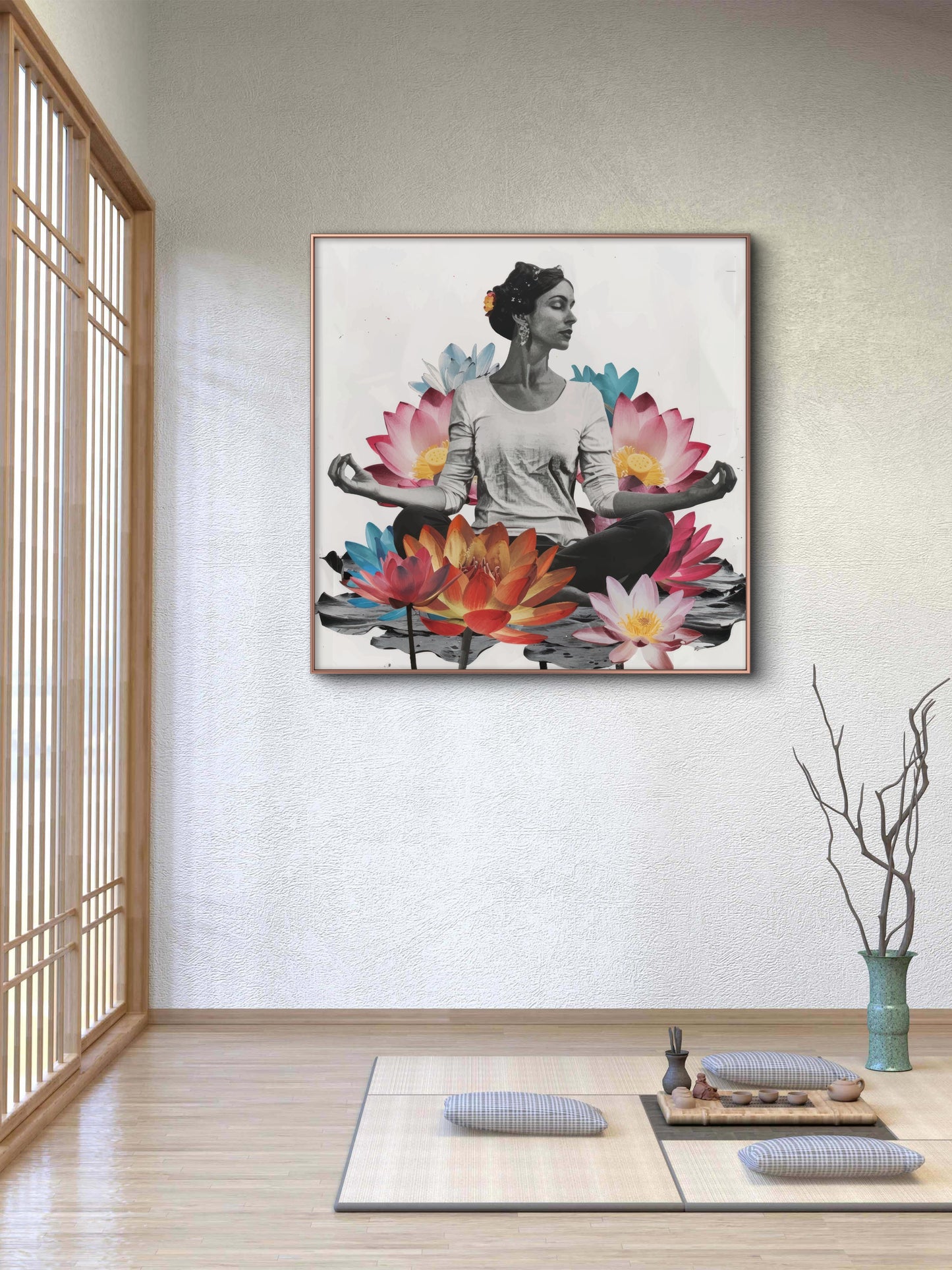 serene-meditation-amidst-vibrant-lotus-Luxurious-Serenity & Wellness-3D Textured Wall Art | UV Embossed Canvas Wall Frame for Meditation Space