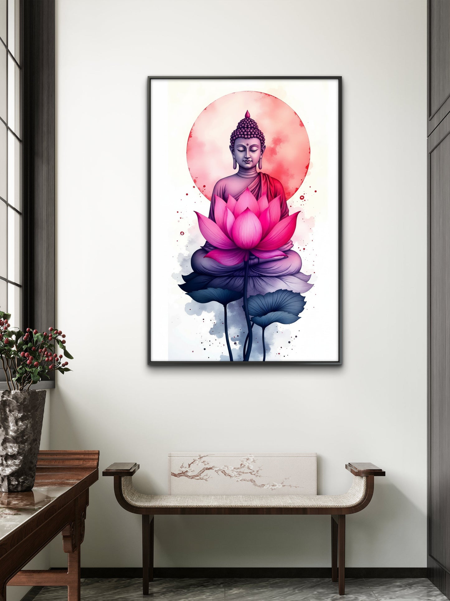 BUDHHA-Luxurious-Serenity & Wellness-3D Textured Wall Art | UV Embossed Canvas Wall Frame for Meditation Space