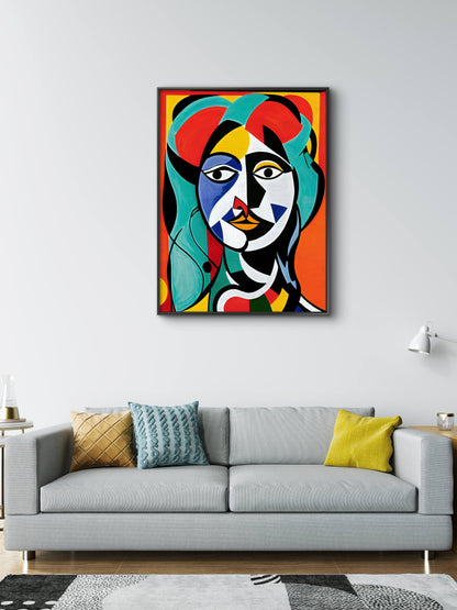 abstract-modern-art-picasso-style-human-woman-face-Luxurious-Modern Art & Abstract| 3D Textured Wall Art | UV Printed Embossed Canvas Wall Frame for Office,Meditation Space