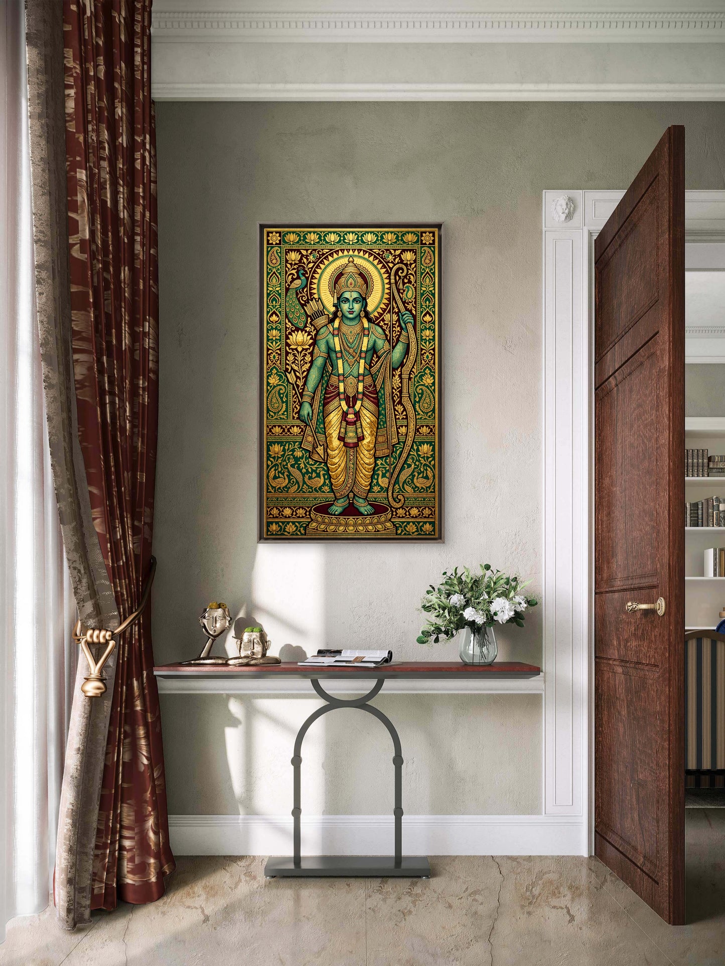 Lord Rama-Luxurious-Gods and Divine Art 3D Textured Wall Art | UV Printed Embossed Canvas Wall Frame for Home Decor,living Room
