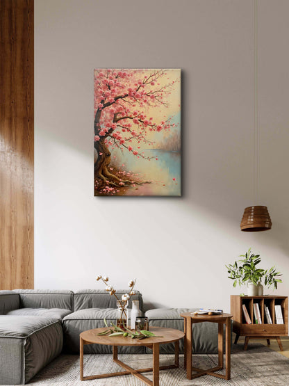 Blossoms on the Water's Premium Floral & Botanical-3D Textured Wall Art | UV Embossed Canvas Wall Frame for home decor and living room