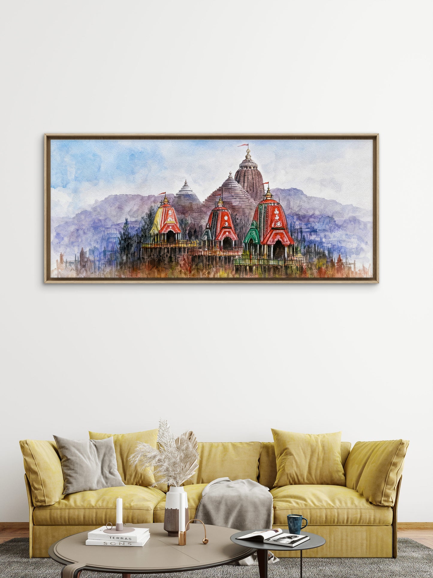 Divine Ratha Yatra and Puri Temple-Luxurious-Gods and Divine Art 3D Textured Wall Art | UV Printed Embossed Canvas Wall Frame for Home Decor,living Room