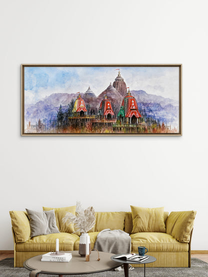Divine Ratha Yatra and Puri Temple-Luxurious-Gods and Divine Art 3D Textured Wall Art | UV Printed Embossed Canvas Wall Frame for Home Decor,living Room