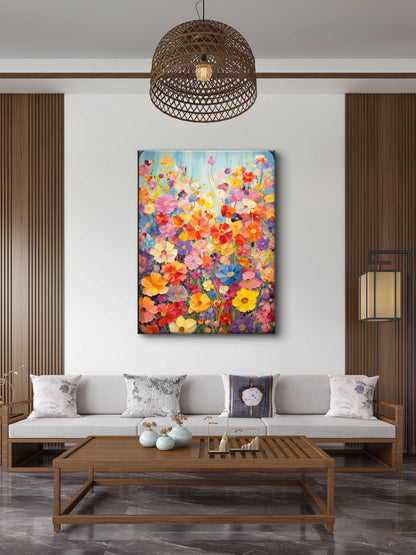Bloom Burst premium Floral & Botanical-3D Textured Wall Art | UV Embossed Canvas Wall Frame for home decor and living room