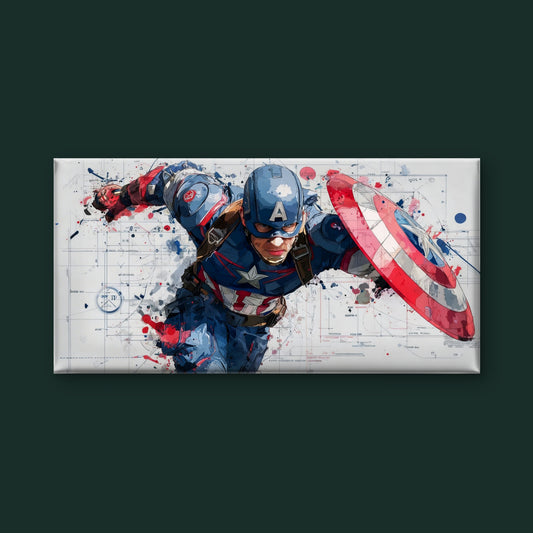 This dynamic piece of Captain America-Luxury-Kids & Whimsical-3D Textured Wall Art | UV Embossed Canvas Wall Frame for Kids room