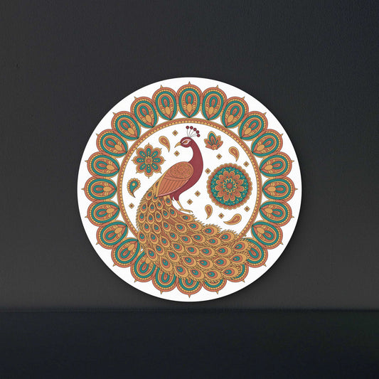 Majestic Peacock Mandala-Luxurious | 3D Textured Wall Art | UV Printed Embossed Canvas Wall Frame for living room