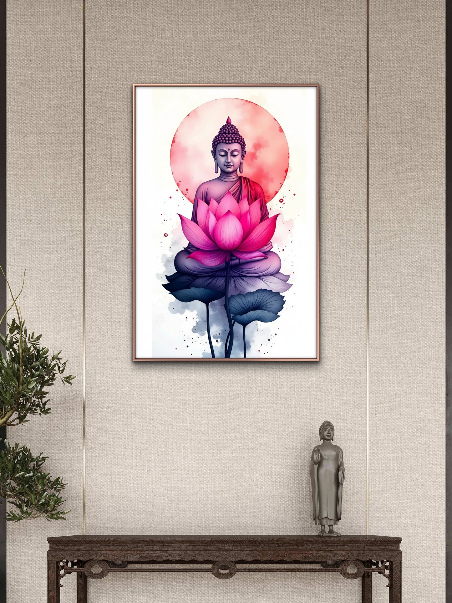 BUDHHA-Luxurious-Serenity & Wellness-3D Textured Wall Art | UV Embossed Canvas Wall Frame for Meditation Space