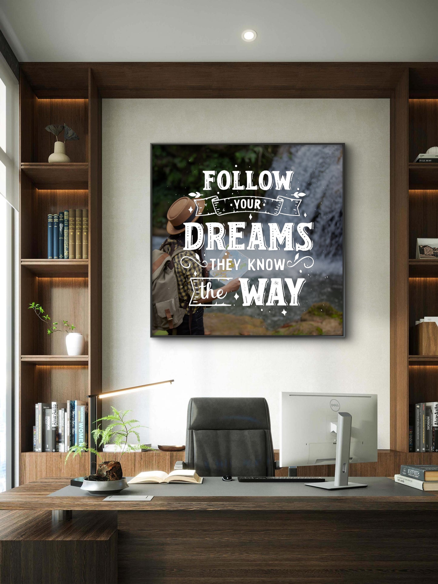 Dream Way-Luxurious-Motivational & Typography| 3D Textured Wall Art | UV Printed Embossed Canvas Wall Frame for Office,Meditation Space