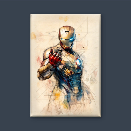 This visually striking artwork of Iron Man-Luxury-Kids & Whimsical-3D Textured Wall Art | UV Embossed Canvas Wall Frame for Kids room