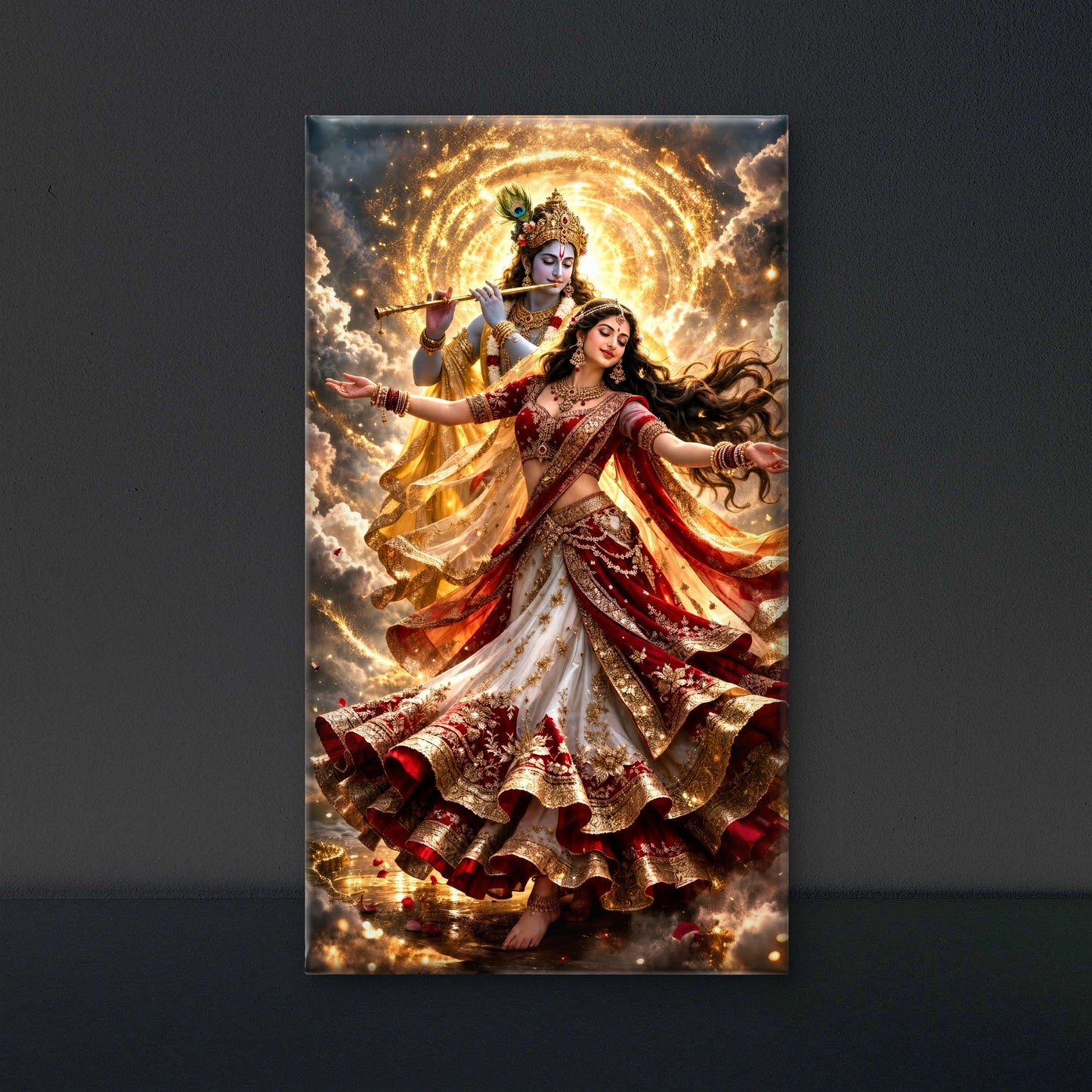 The Divine Raas Leela-Luxurious-Gods and Divine Art 3D Textured Wall Art | UV Printed Embossed Canvas Wall Frame for Home Decor,living Room