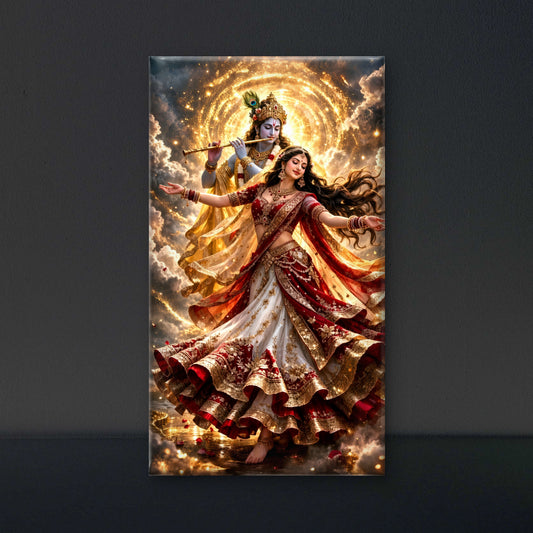 The Divine Raas Leela-Luxurious-Gods and Divine Art 3D Textured Wall Art | UV Printed Embossed Canvas Wall Frame for Home Decor,living Room