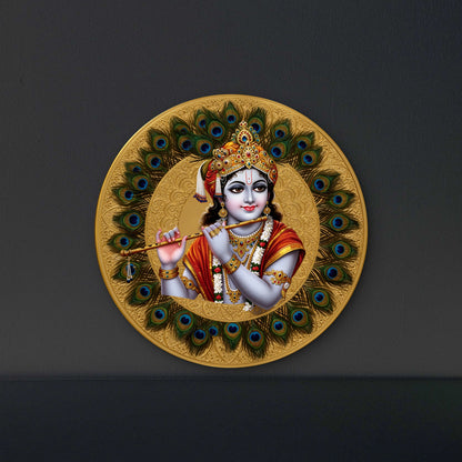 lord-krishna-with-flute-Luxurious | 3D Textured Wall Art | UV Printed Embossed Canvas Wall Frame for living room