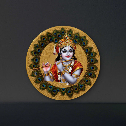 lord-krishna-with-flute-Luxurious | 3D Textured Wall Art | UV Printed Embossed Canvas Wall Frame for living room