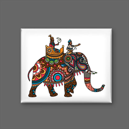 Indian decorated elephant with rider maharaja-Luxurious-Indian Culture &  Folk Art 3D Textured Wall Art | UV Printed Embossed Canvas Wall Frame for Home Decor,living Room
