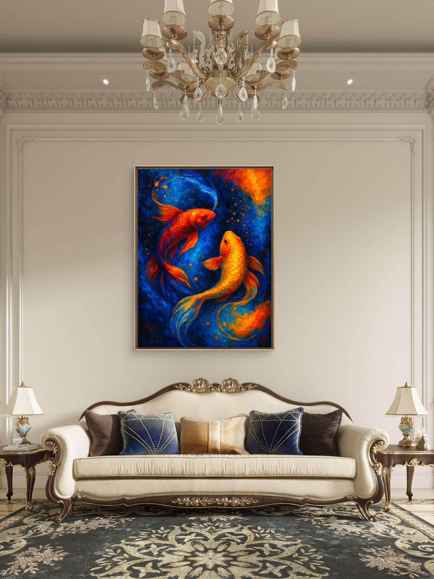 Golden Blessings-Luxurious-Wildlife & Animals 3D Textured Wall Art | UV Printed Embossed Canvas Wall Frame for Home Decor,living Room