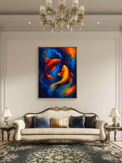 Golden Blessings-Luxurious-Wildlife & Animals 3D Textured Wall Art | UV Printed Embossed Canvas Wall Frame for Home Decor,living Room