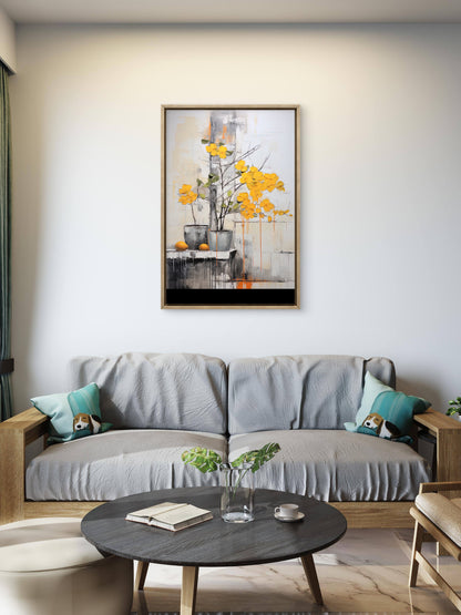 Bright-yellow-flower-premium-Floral & Botanical-3D Textured Wall Art | UV Embossed Canvas Wall Frame for home decor and bed room