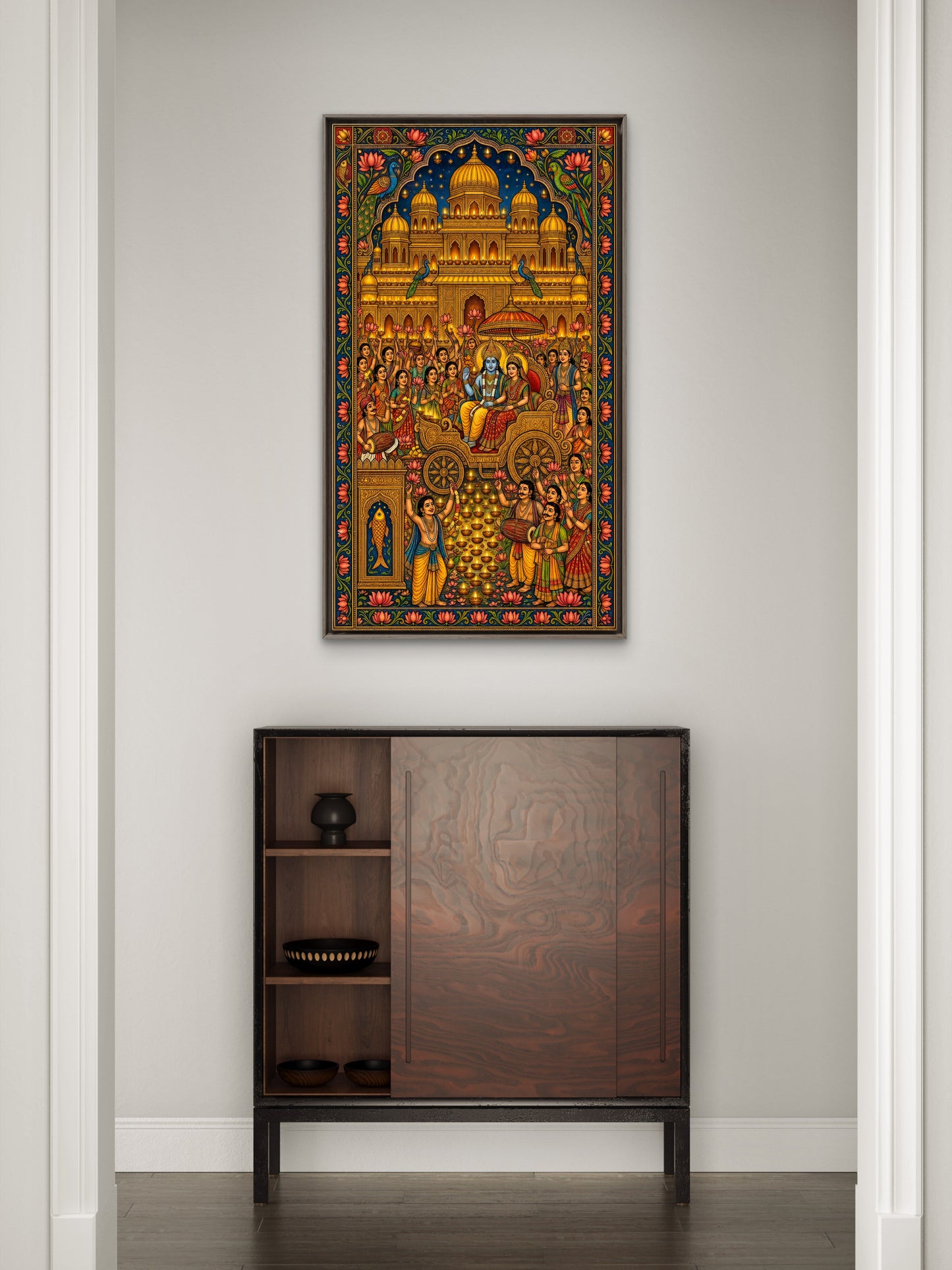 Divine Return and Celebration-Luxurious-Gods and Divine Art 3D Textured Wall Art | UV Printed Embossed Canvas Wall Frame for Home Decor,living Room