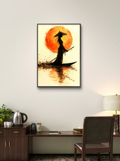 Serenity in the Rising Sun-Luxurious-Modern Art & Abstract| 3D Textured Wall Art | UV Printed Embossed Canvas Wall Frame for Office,Meditation Space