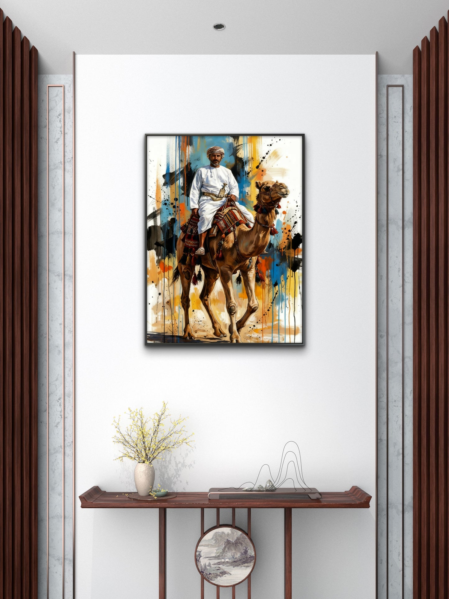 Omani Heritage Modern Art-Luxurious-Indian Culture &  Folk Art 3D Textured Wall Art | UV Printed Embossed Canvas Wall Frame for Home Decor,living Room