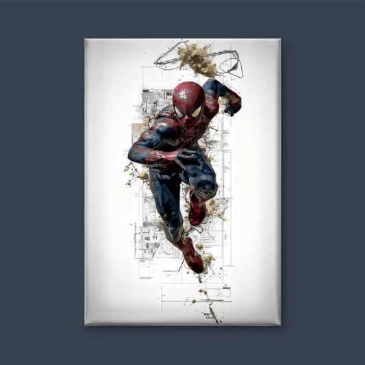 This dynamic piece of Spider-Man-Premium-Kids & Whimsical-3D Textured Wall Art | UV Embossed Canvas Wall Frame for Kids room