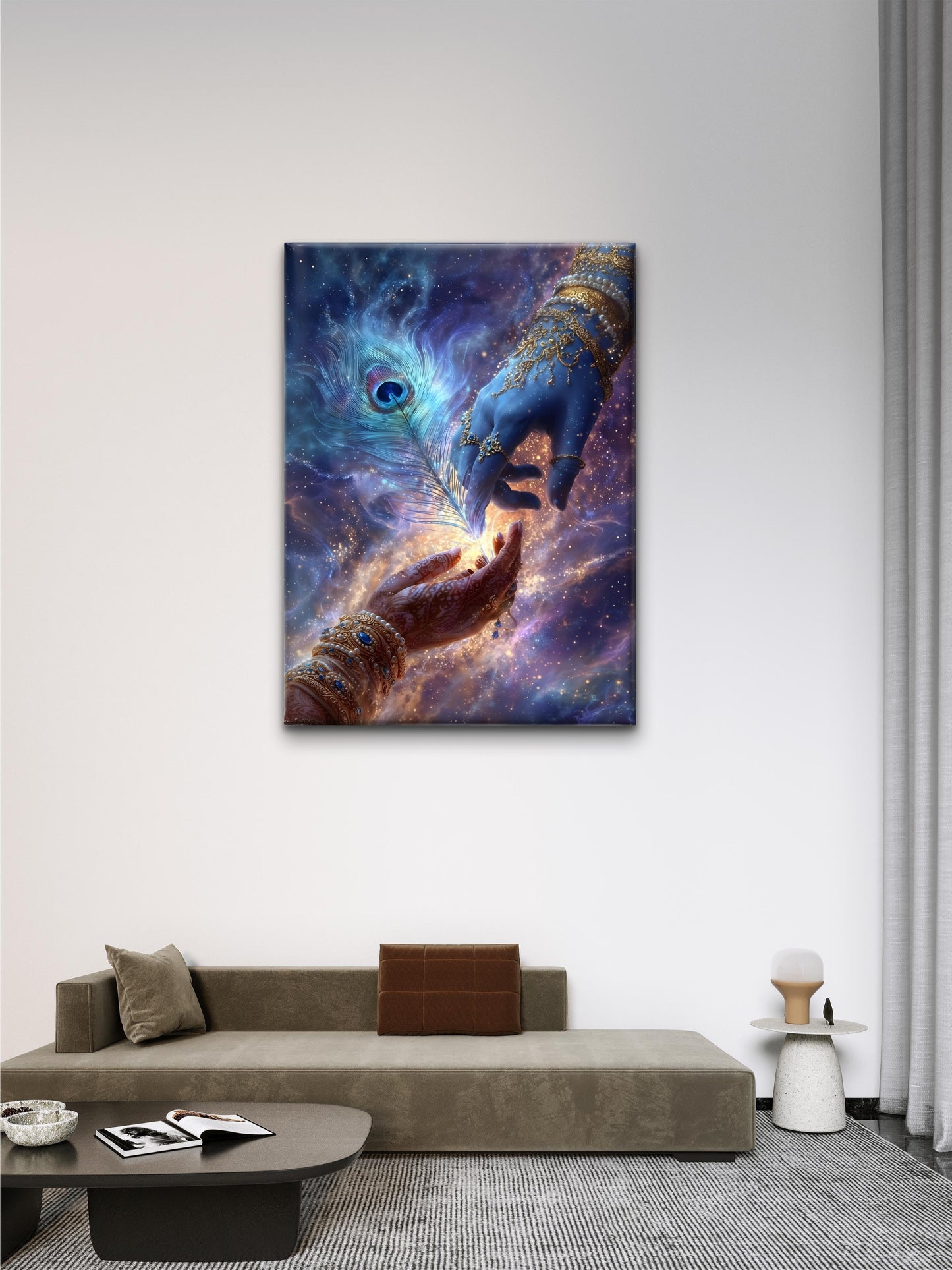 A Cosmic Union of Souls-Luxurious-Spiritual & Mindful 3D Textured Wall Art | UV Printed Embossed Canvas Wall Frame for Prayer room ,Meditation Space
