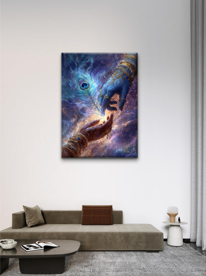 A Cosmic Union of Souls-Luxurious-Spiritual & Mindful 3D Textured Wall Art | UV Printed Embossed Canvas Wall Frame for Prayer room ,Meditation Space