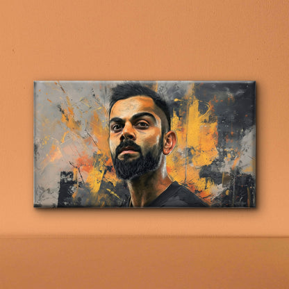 Virat Kohli Abstract Landsacpe-Luxurious-Lifestyle & Hobbies-3D Textured Wall Art | UV Embossed Canvas Wall Frame for Kids room and Sports area