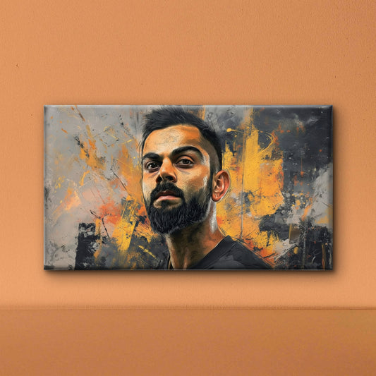 Virat Kohli Abstract Landsacpe-Luxurious-Lifestyle & Hobbies-3D Textured Wall Art | UV Embossed Canvas Wall Frame for Kids room and Sports area