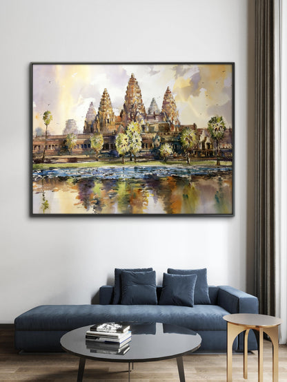 Reflections of an Ancient Empire-Luxurious-Spiritual & Mindful 3D Textured Wall Art | UV Printed Embossed Canvas Wall Frame for Prayer room ,Meditation Space