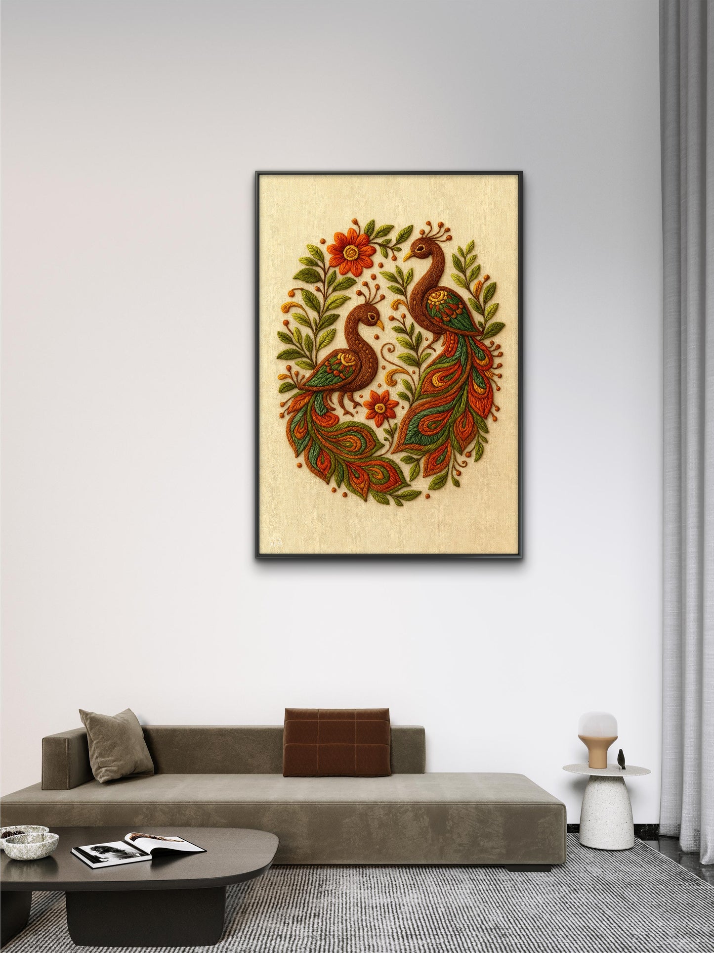 Grace in Every Stitch-Luxurious-Indian Culture &  Folk Art 3D Textured Wall Art | UV Printed Embossed Canvas Wall Frame for Home Decor,living Room