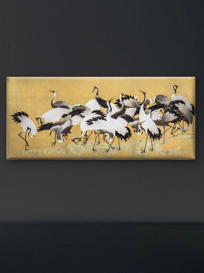Japanese flock of cranes-Luxurious-Wildlife & Animals-3D Textured Wall Art | UV Embossed Canvas Wall Frame for Home decor