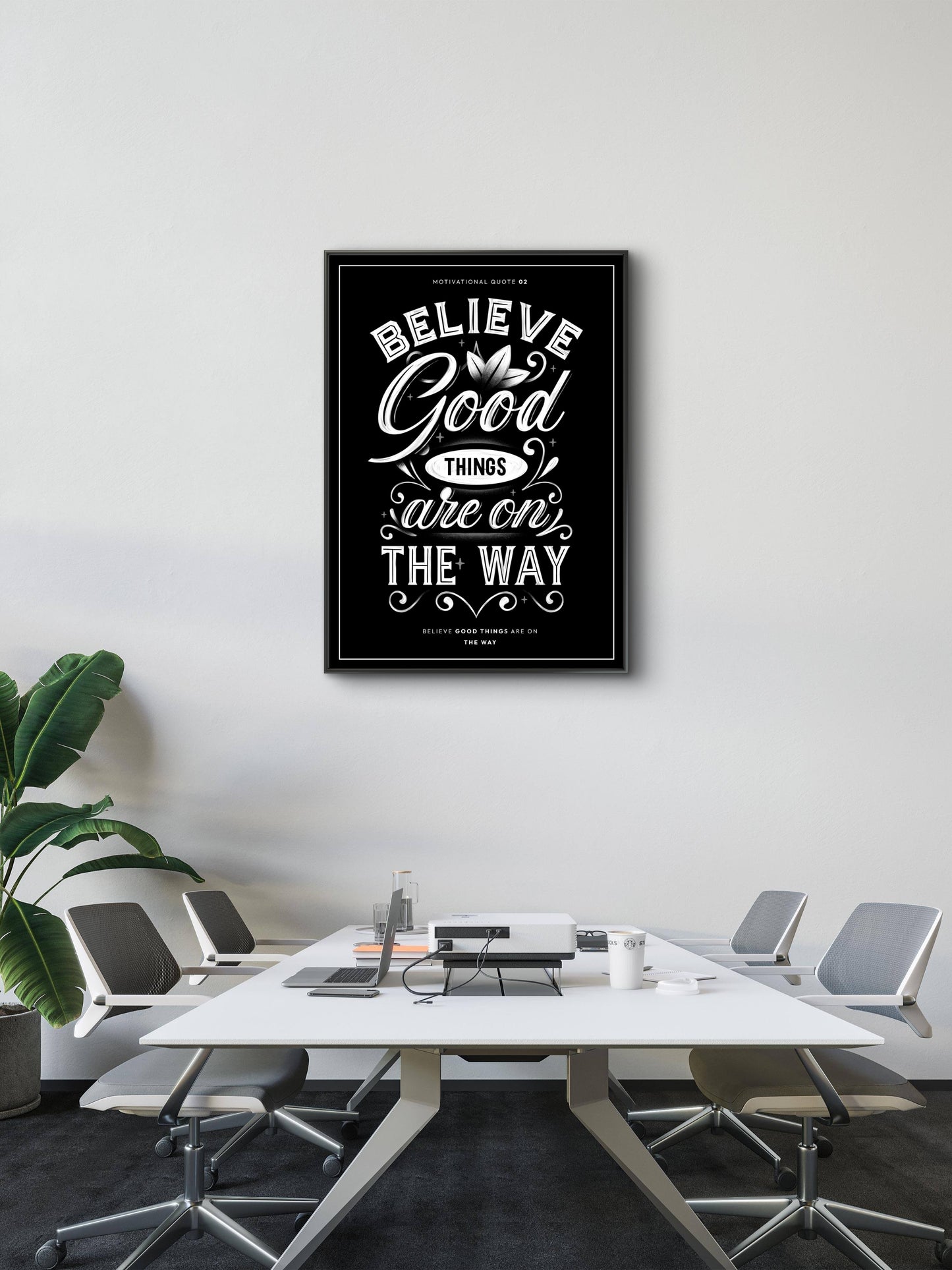 Believe Good Things Are on the way-Luxurious-Motivational & Typography| 3D Textured Wall Art | UV Printed Embossed Canvas Wall Frame for Office,Meditation Space