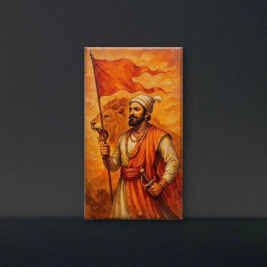 Chhatrapati_shivaji_maharaj_warrior_portrait art Luxurious-Culture, Heritage & Folk Art-3D Textured Wall Art | UV Embossed Canvas Wall Frame for Home decor