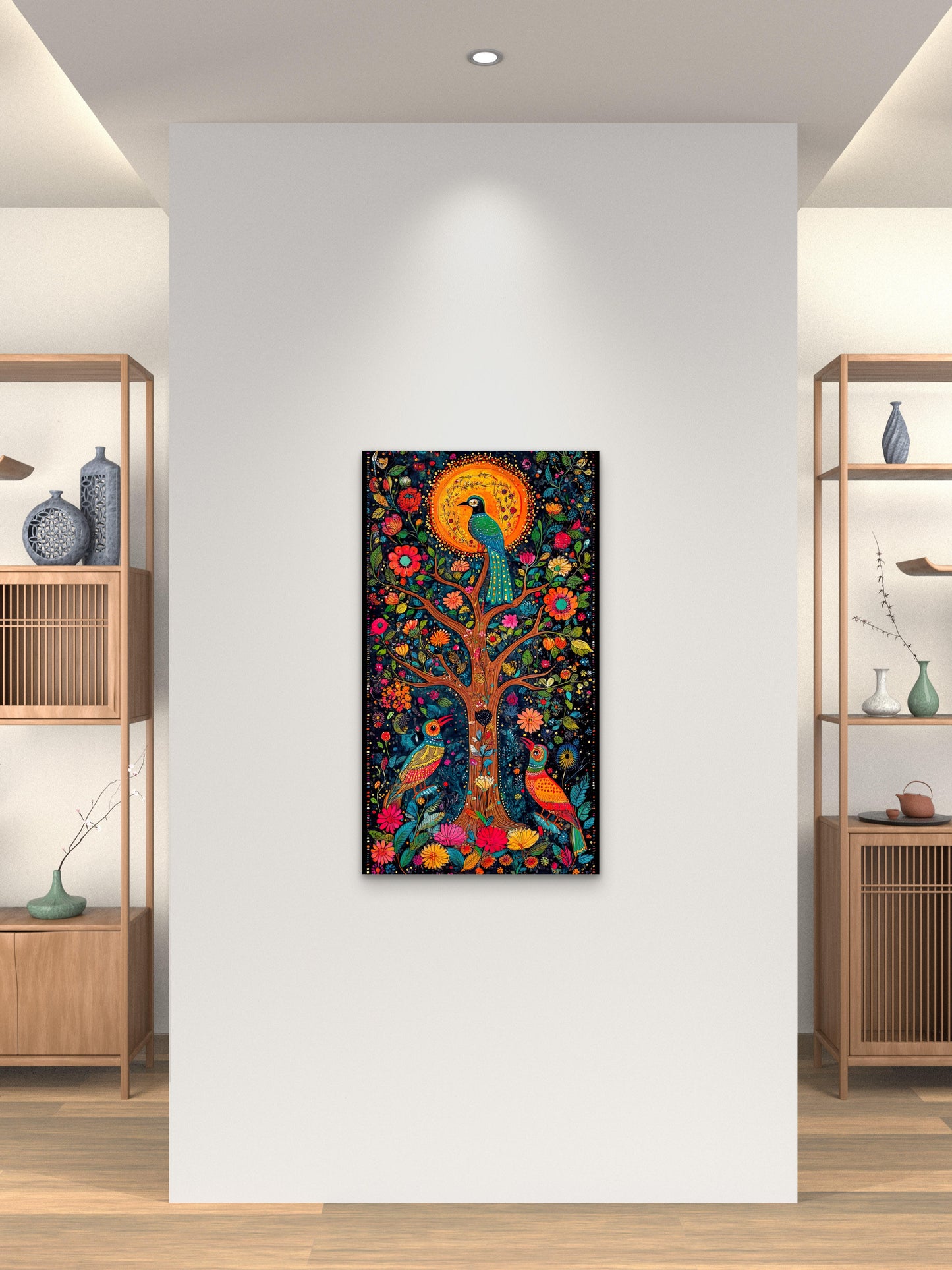 classic-madhubani-Luxurious-Indian Culture &  Folk Art 3D Textured Wall Art | UV Printed Embossed Canvas Wall Frame for Home Decor,living Room