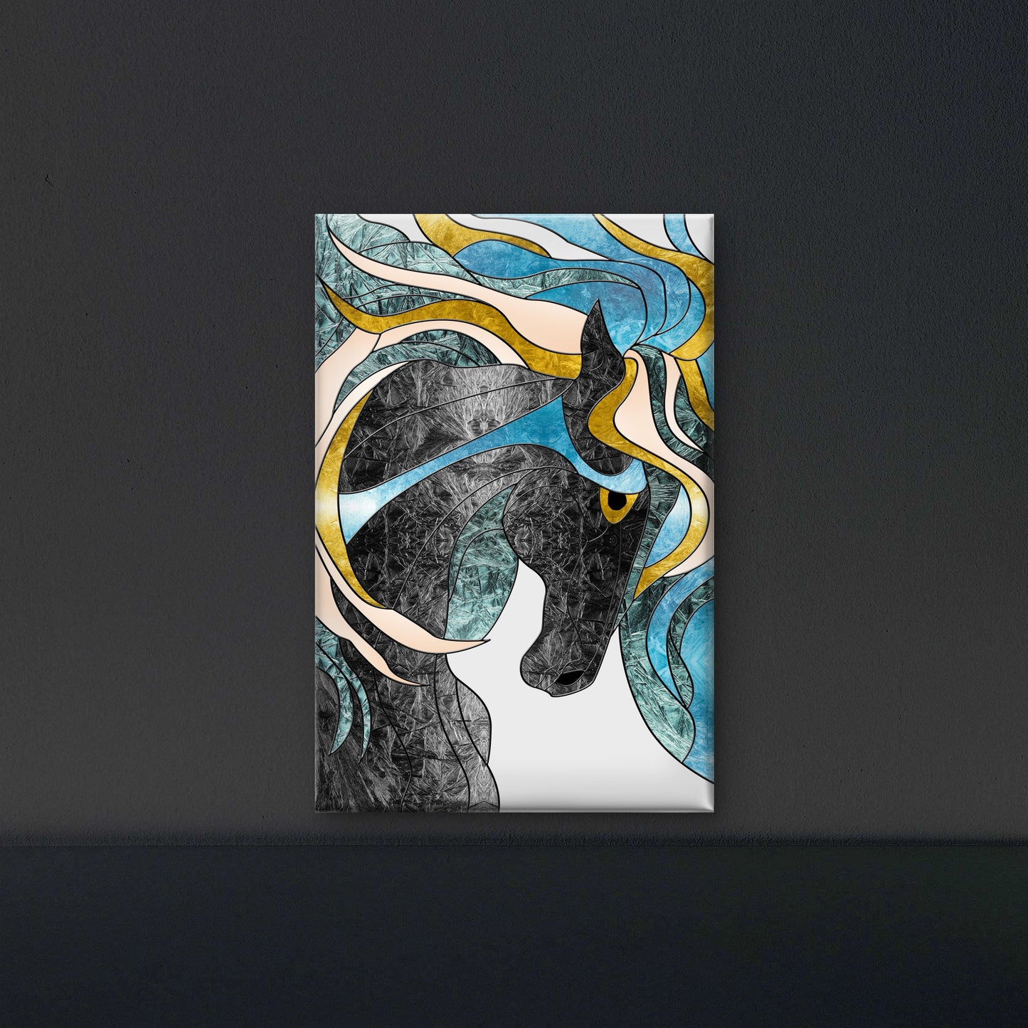 colorful-illustration-horse-Luxurious-Modern Art & Abstract| 3D Textured Wall Art | UV Printed Embossed Canvas Wall Frame for Office,Meditation Space