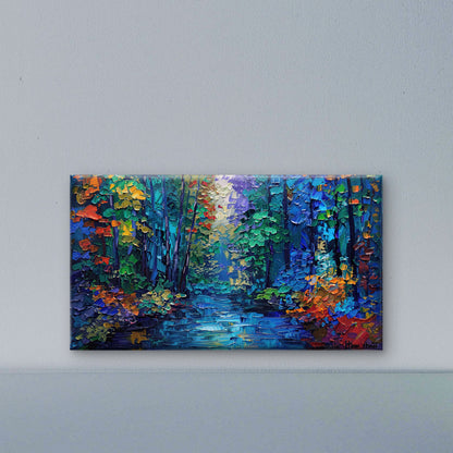 Colourful-impressionist-forest-Luxurious-Nature and landscape | 3D Textured Wall Art | UV Printed Embossed Canvas Wall Frame for Home Decor,Living Room