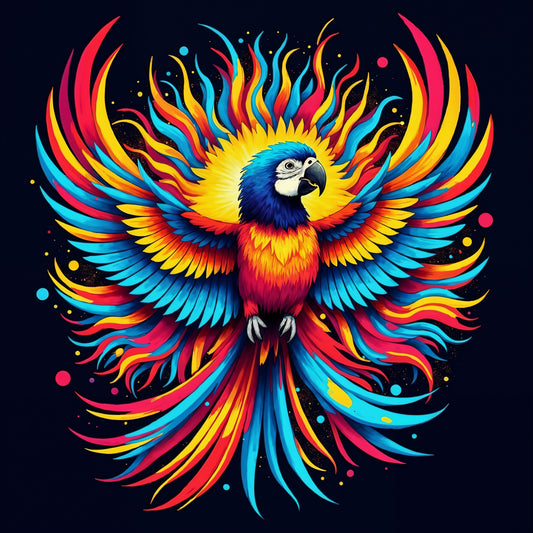 colorful-parrot-with-radiant-wings-Luxurious-Wildlife & Animals-3D Textured Wall Art | UV Embossed Canvas Wall Frame for Home decor