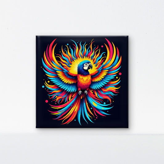 colorful-parrot-with-radiant-wings-Luxurious-Wildlife & Animals-3D Textured Wall Art | UV Embossed Canvas Wall Frame for Home decor