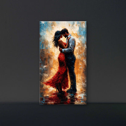 couple_embracing_red_dress_impasto Luxurious-Love & Togetherness -3D Textured Wall Art | UV Embossed Canvas Wall Frame for Home decor