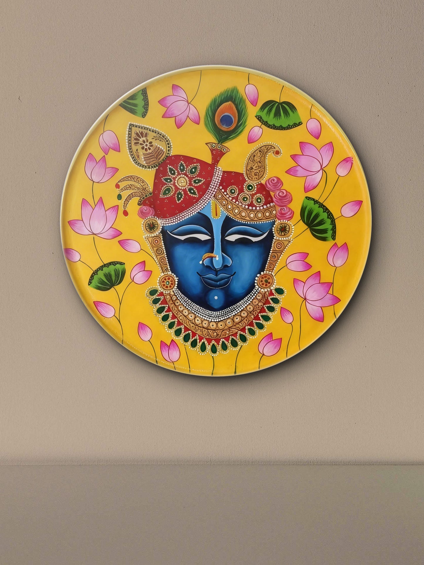 Shri Nathji’s Lotus Aura-Luxurious | 3D Textured Wall Art | UV Printed Embossed Canvas Wall Frame for living room,home decor