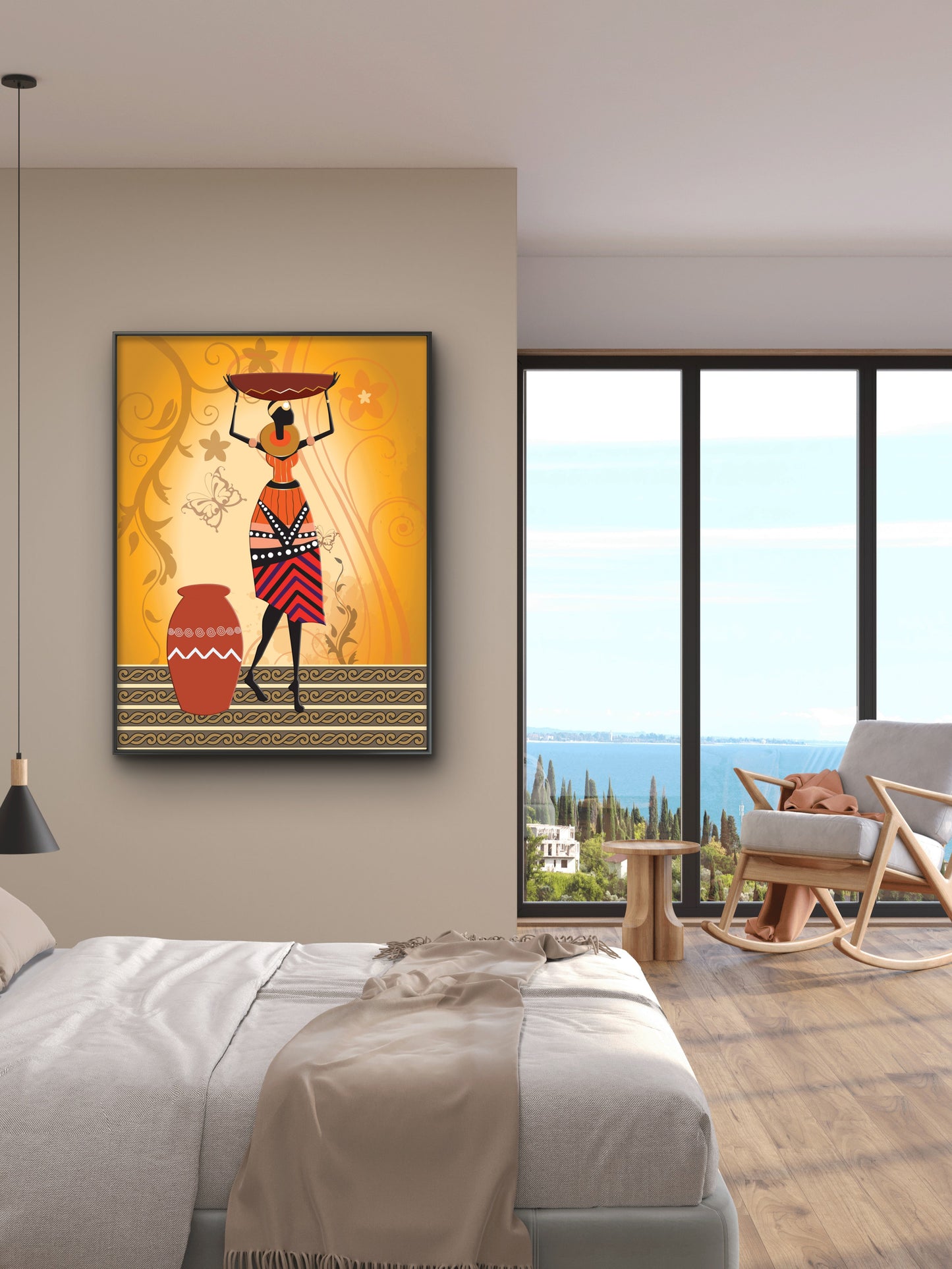 woman ethnic folk-Luxurious-Modern Art & Abstract| 3D Textured Wall Art | UV Printed Embossed Canvas Wall Frame for Office,Meditation Space