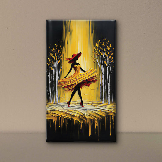 Golden Impasto Lady-Luxurious-Lifestyle & Hobbies-3D Textured Wall Art | UV Embossed Canvas Wall Frame for Home decor and passage area