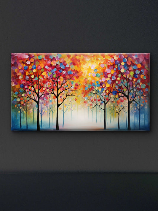 abstract-background-vintage-illustration-forests-Luxurious-Nature and landscape | 3D Textured Wall Art | UV Printed Embossed Canvas Wall Frame for Home Decor,Living Room