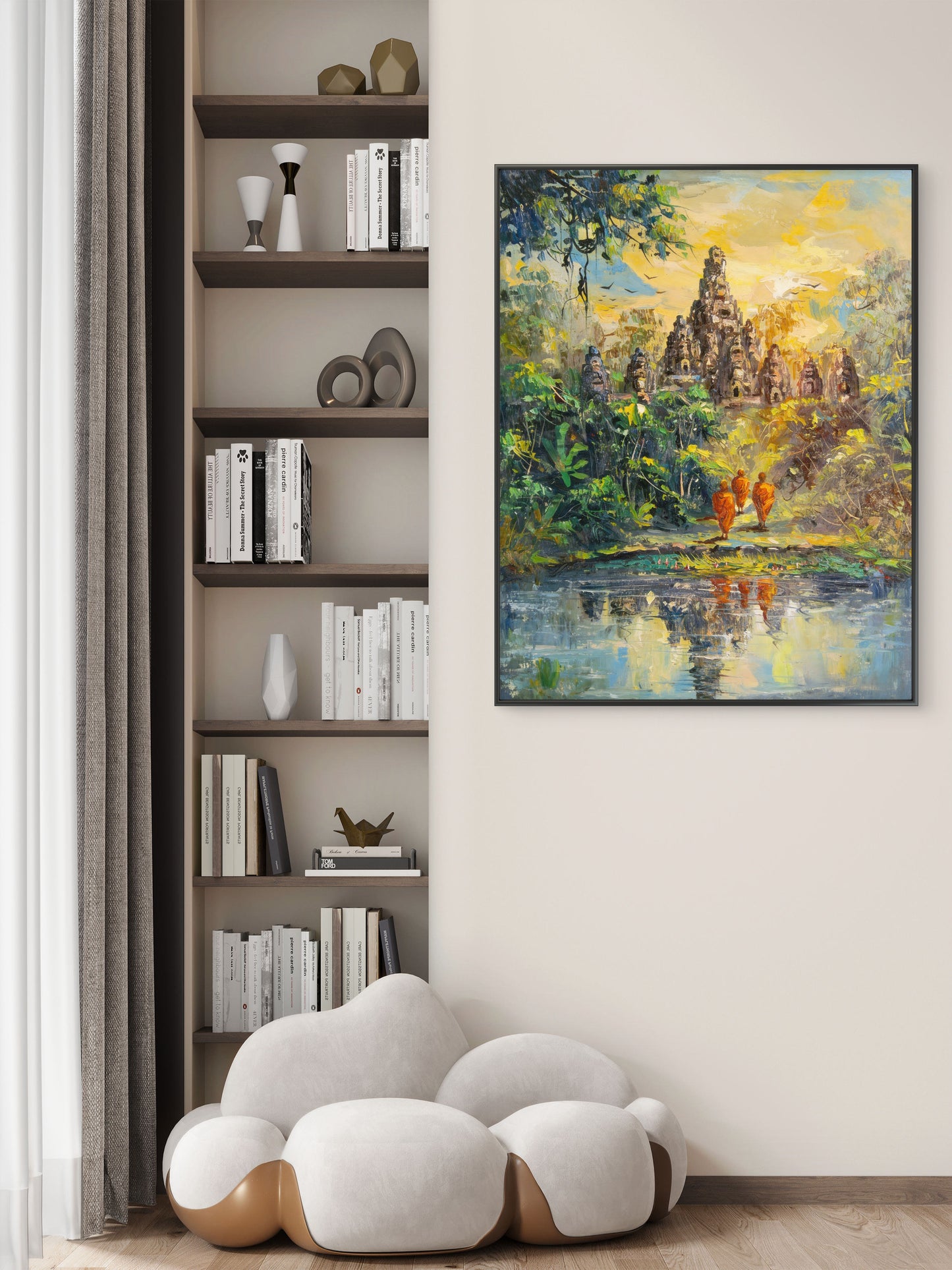 The Path to Enlightenment-Luxurious-Spiritual & Mindful 3D Textured Wall Art | UV Printed Embossed Canvas Wall Frame for Prayer room ,Meditation Space