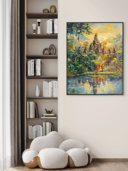 The Path to Enlightenment-Luxurious-Spiritual & Mindful 3D Textured Wall Art | UV Printed Embossed Canvas Wall Frame for Prayer room ,Meditation Space