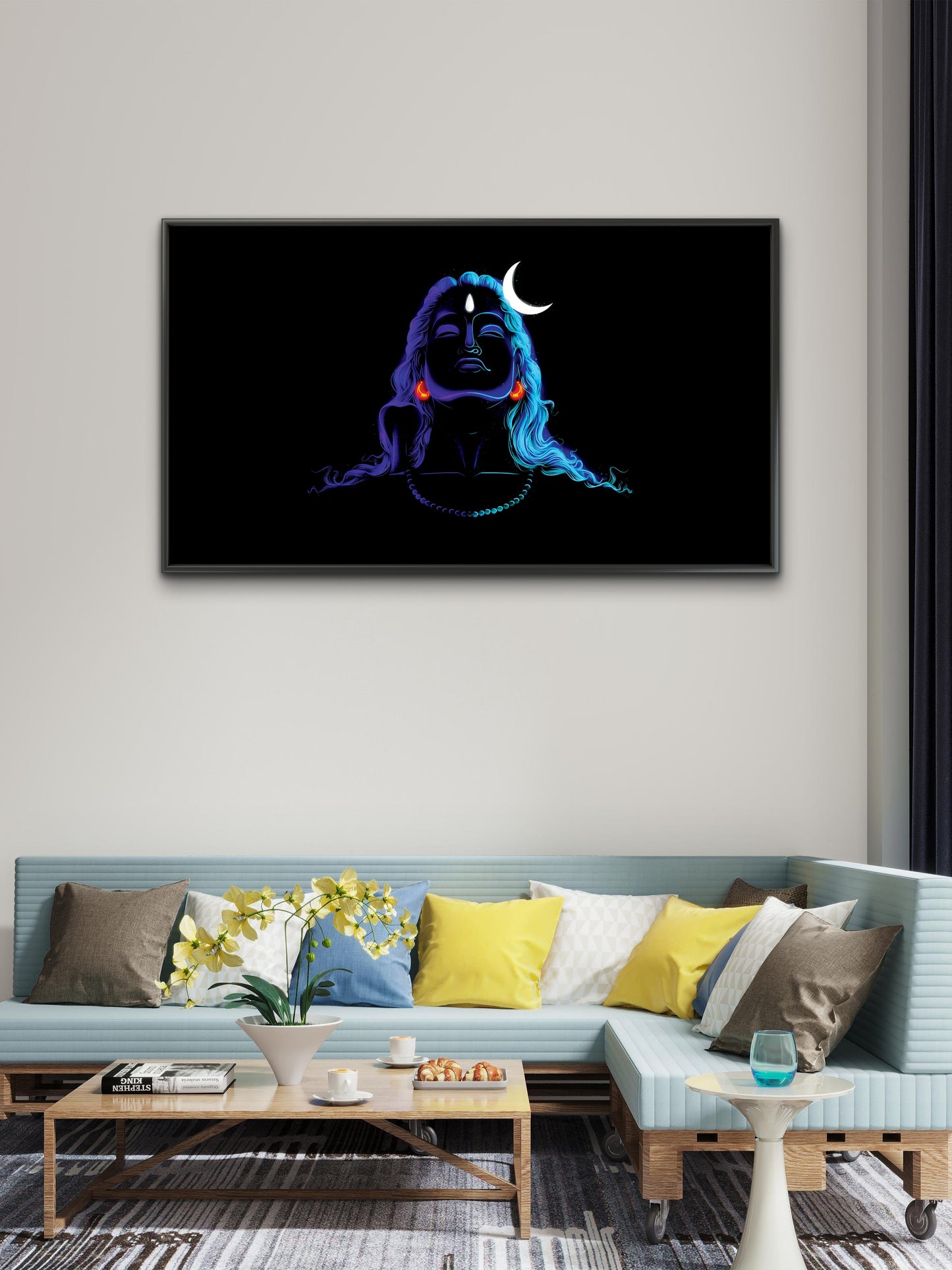 Shiva-Luxurious-Spiritual & Mindful 3D Textured Wall Art | UV Printed Embossed Canvas Wall Frame for Prayer room ,Meditation Space