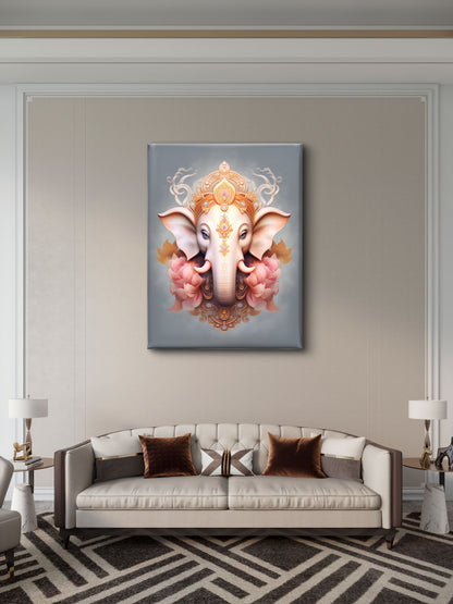 ganesh ji-Luxurious-Spiritual & Mindful 3D Textured Wall Art | UV Printed Embossed Canvas Wall Frame for Prayer room ,Meditation Space